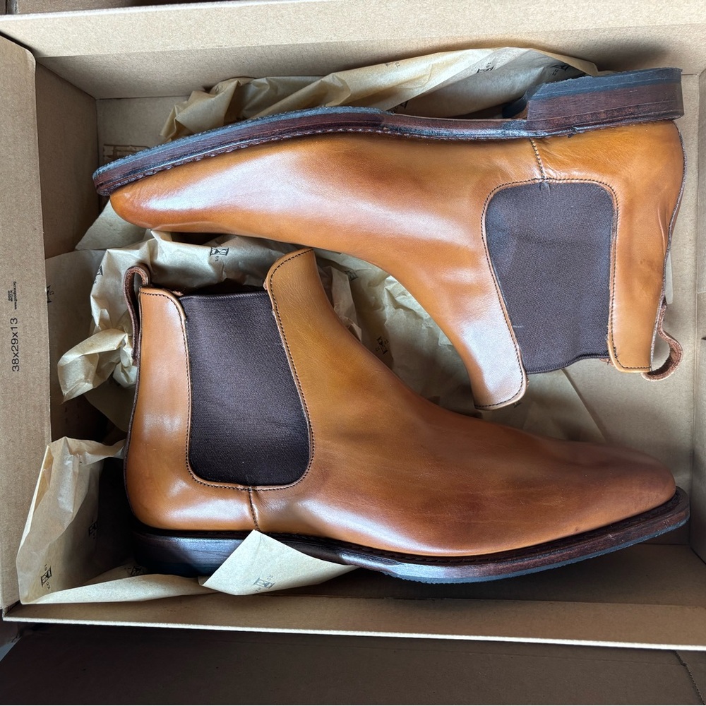 Allen Edmonds Tan Leather Chelsea Boots with Brown Elastic